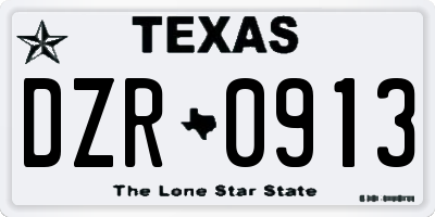 TX license plate DZR0913
