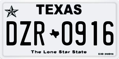 TX license plate DZR0916