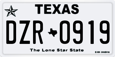 TX license plate DZR0919