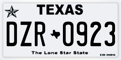 TX license plate DZR0923
