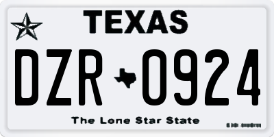 TX license plate DZR0924