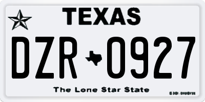 TX license plate DZR0927