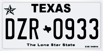 TX license plate DZR0933