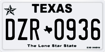 TX license plate DZR0936