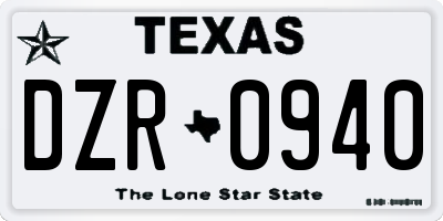 TX license plate DZR0940