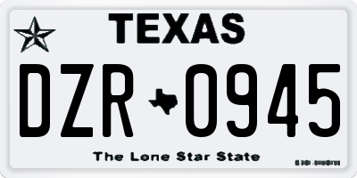 TX license plate DZR0945
