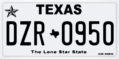 TX license plate DZR0950