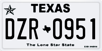 TX license plate DZR0951