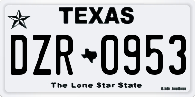TX license plate DZR0953