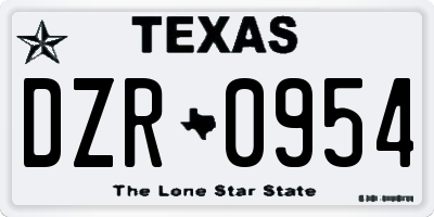 TX license plate DZR0954
