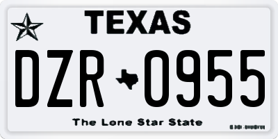 TX license plate DZR0955