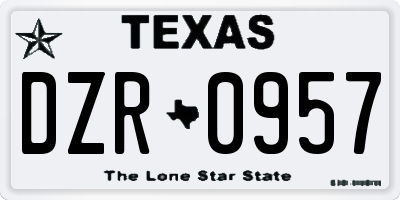 TX license plate DZR0957