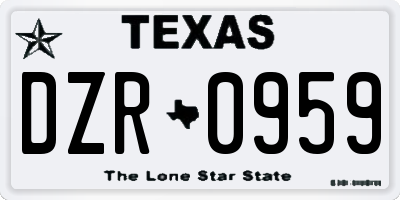 TX license plate DZR0959