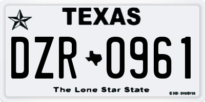 TX license plate DZR0961