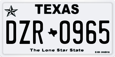 TX license plate DZR0965