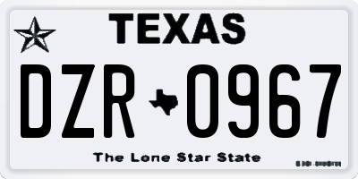 TX license plate DZR0967