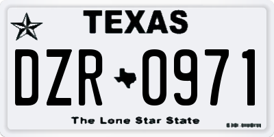 TX license plate DZR0971