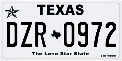 TX license plate DZR0972