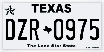 TX license plate DZR0975