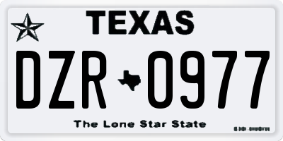 TX license plate DZR0977