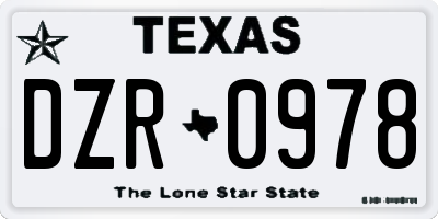 TX license plate DZR0978