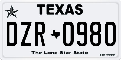 TX license plate DZR0980