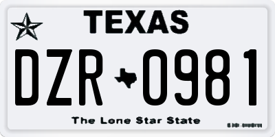 TX license plate DZR0981