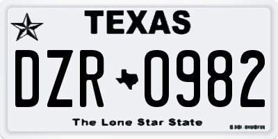 TX license plate DZR0982