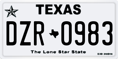 TX license plate DZR0983