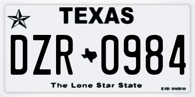 TX license plate DZR0984