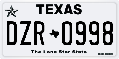TX license plate DZR0998