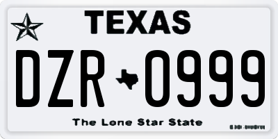 TX license plate DZR0999