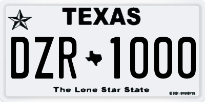 TX license plate DZR1000