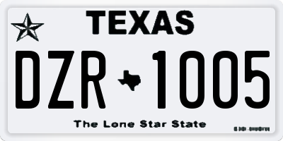 TX license plate DZR1005