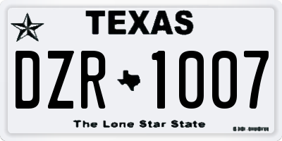 TX license plate DZR1007