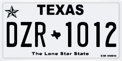 TX license plate DZR1012