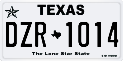 TX license plate DZR1014