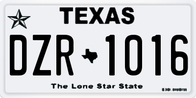 TX license plate DZR1016