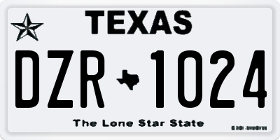 TX license plate DZR1024