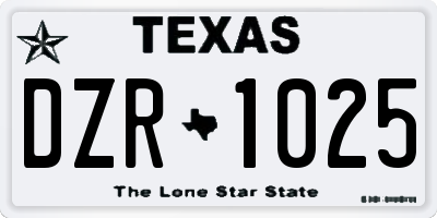 TX license plate DZR1025