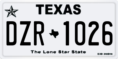 TX license plate DZR1026