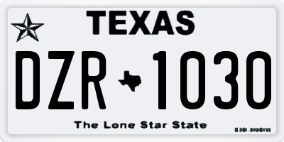 TX license plate DZR1030