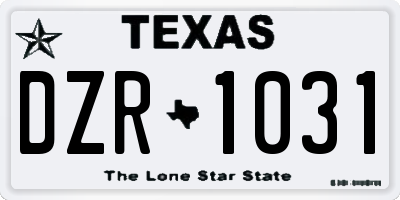 TX license plate DZR1031