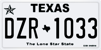 TX license plate DZR1033