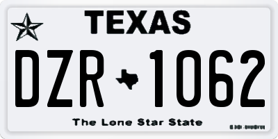 TX license plate DZR1062