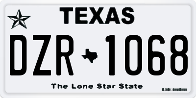TX license plate DZR1068