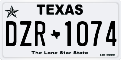 TX license plate DZR1074