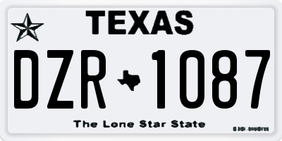 TX license plate DZR1087