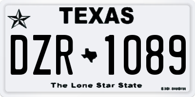 TX license plate DZR1089