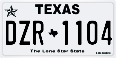 TX license plate DZR1104
